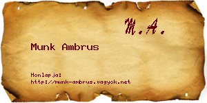 Munk Ambrus névjegykártya